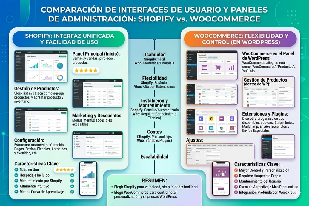 7 Diferencias Cruciales Entre Shopify y WooCommerce woocommerce vs shopify español